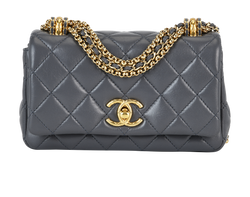 Classic Flap Mini, Leather, Grey, X59H0UL4, B/B/R/DB, 3*